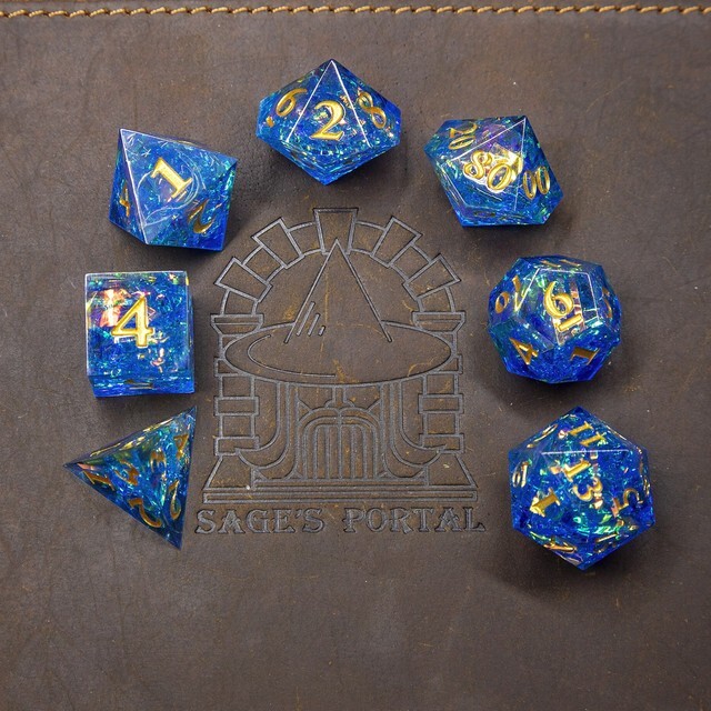 Sage's Exaltations - River Bend Sharp Edge Resin Polyhedral Dice Set