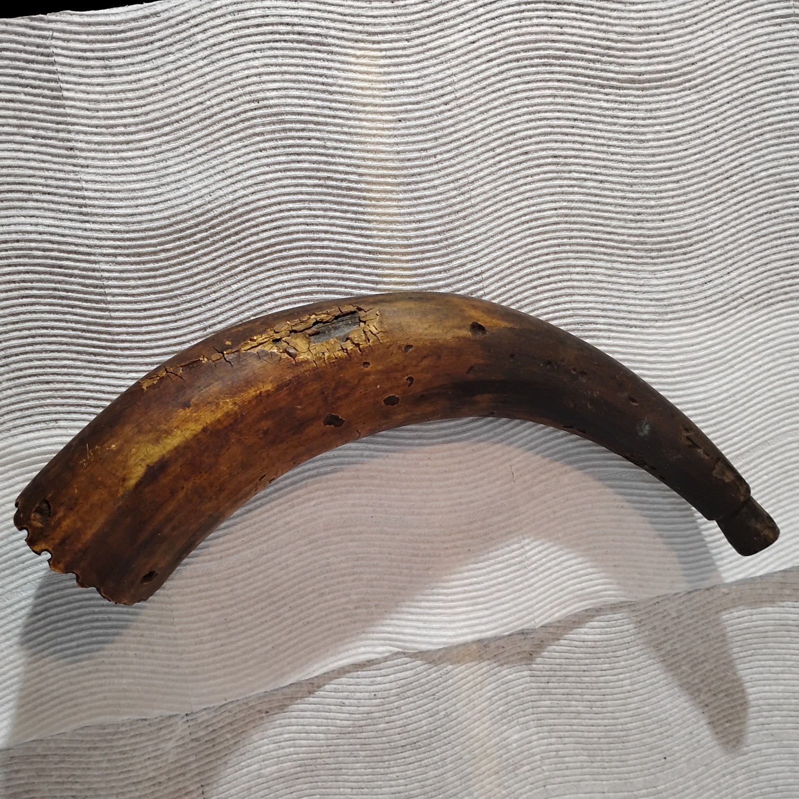 Vintage  Powder Horn Gunpowder Muzzle-loader Genuine Antique Engraved B31
