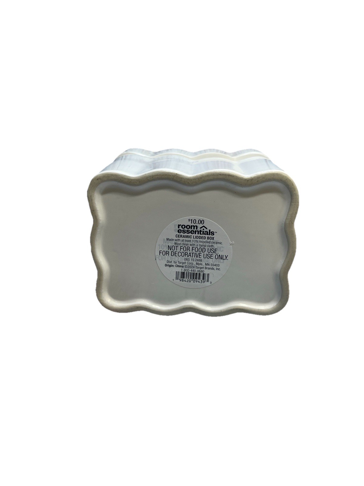 Room Essentials Scalloped Lidded Box White Ceramic Square