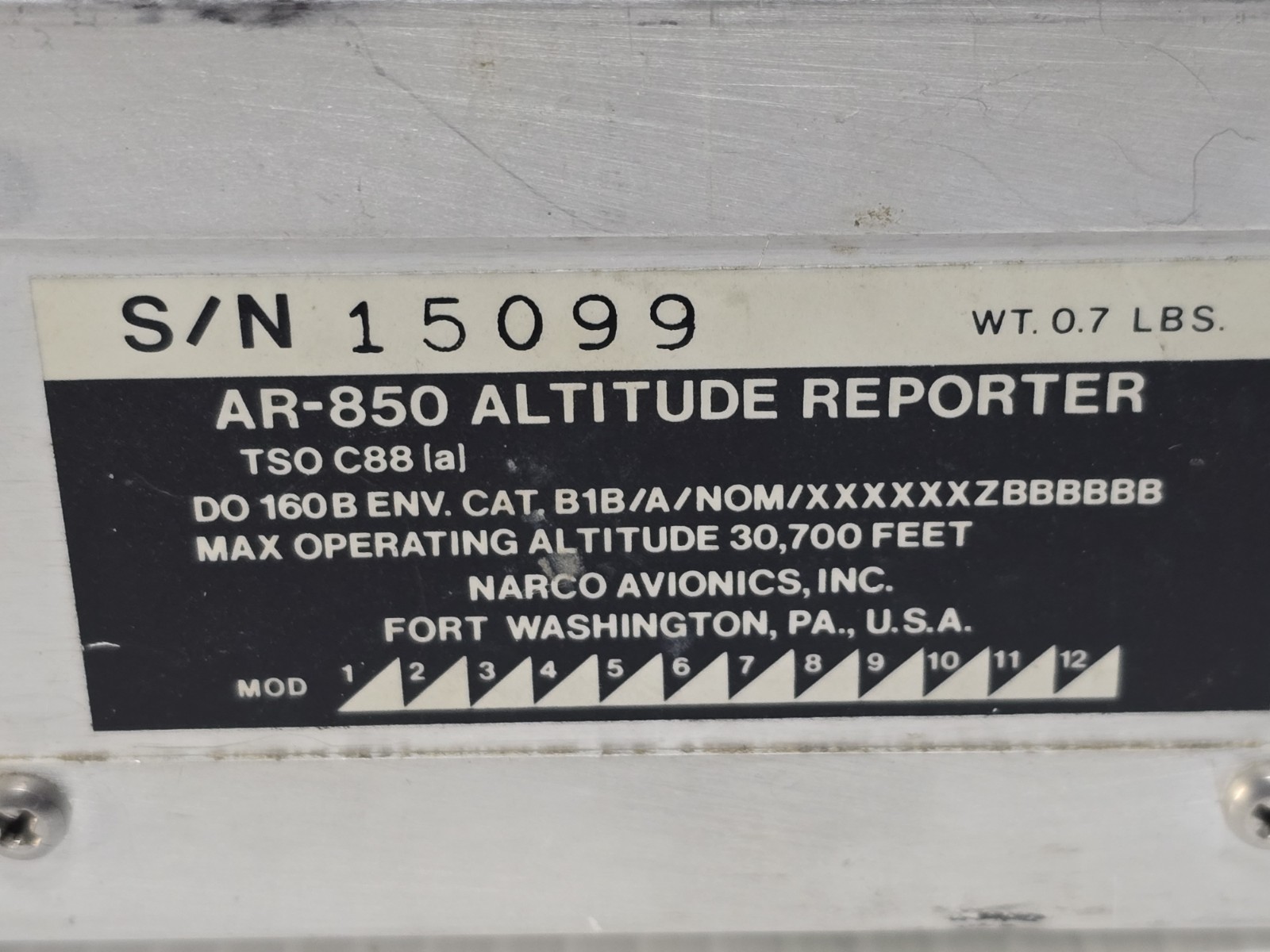 Narco Avionics AR-850 Altitude Reporter - As Removed, Untested