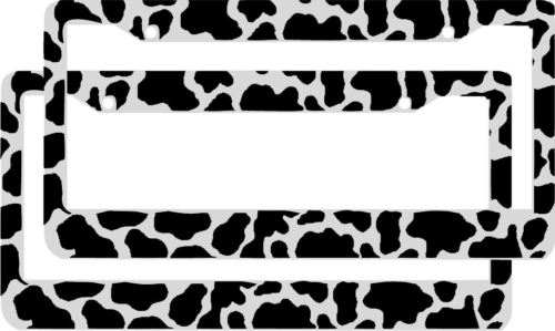 2 COW PRINT BLACK WHITE License Plate Frames lot 2