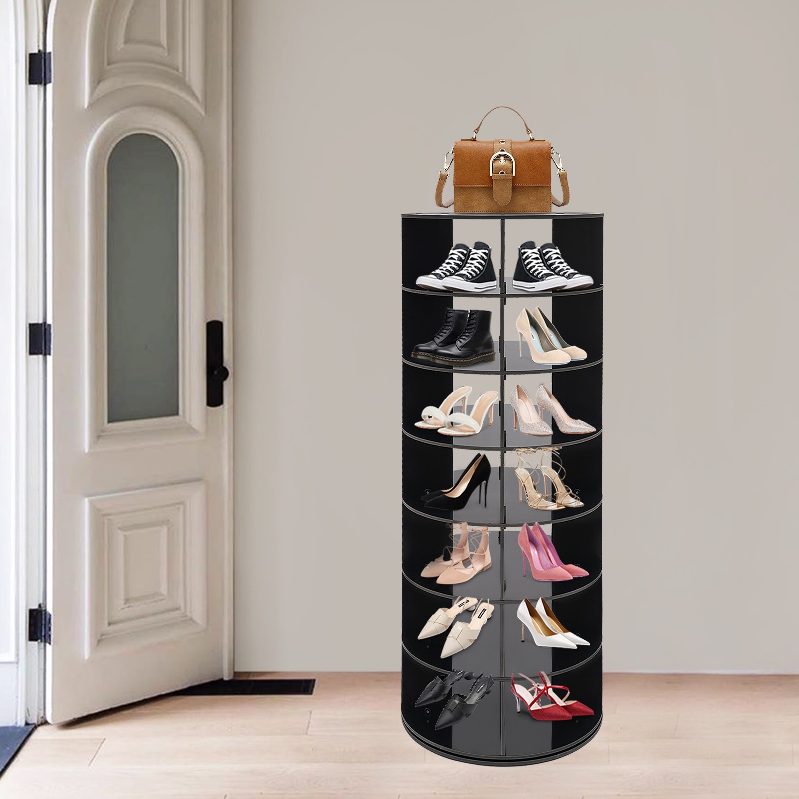 360° Rotating Shoe Rack 7-Tier Spinning Shoe Rack 152cm H Shoe Storage Organizer