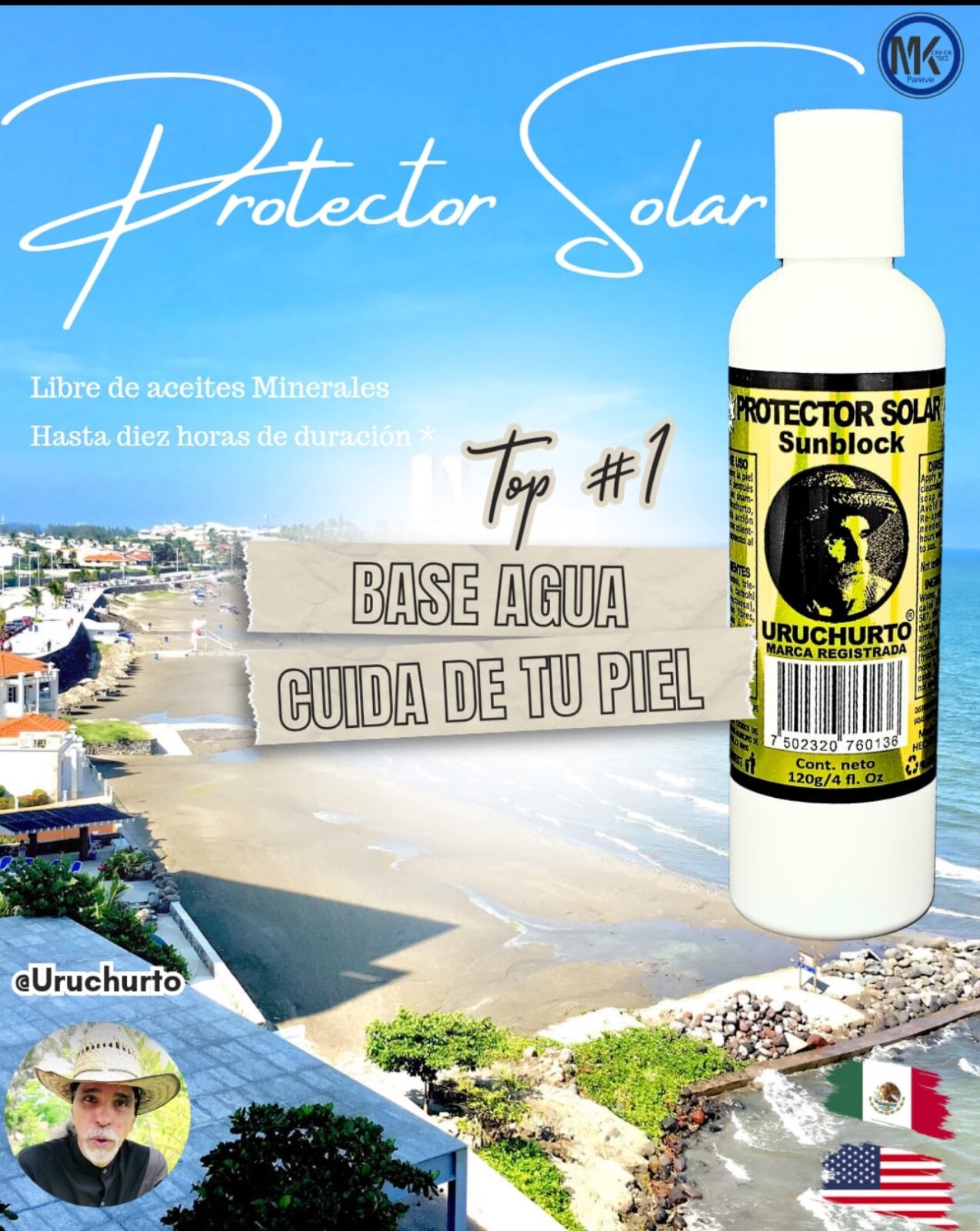 URUCHURTO PROTECTOR SOLAR BASE AGUA