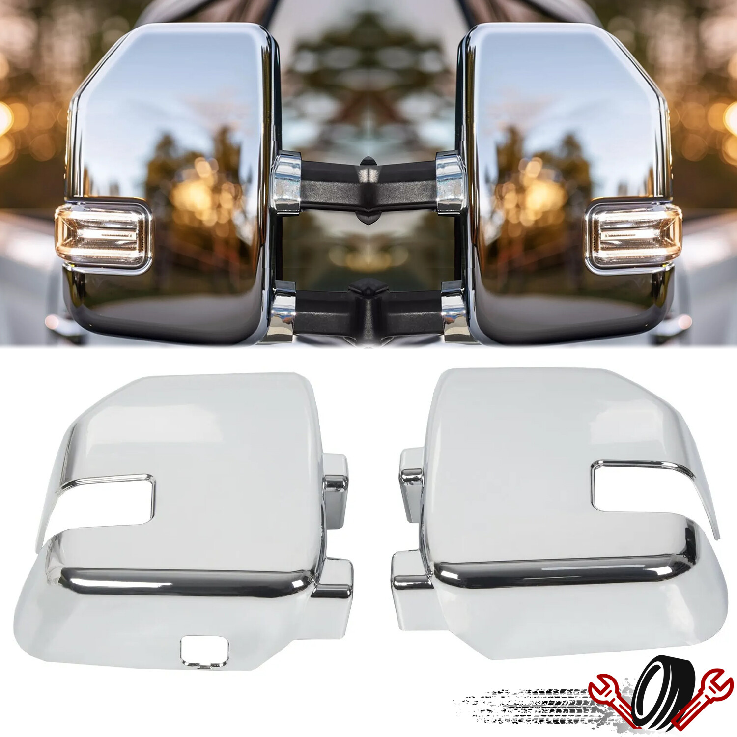 FOR 2017-2022 FORD F250 F350 F450 SUPER DUTY CHROME MIRROR COVERS W/ Turn Signal