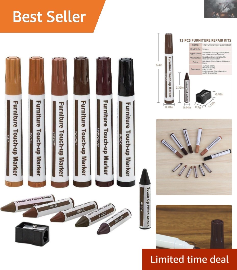 Ultimate 13-Piece Wood Repair Set with Markers & Wax - Say Goodbye to Scratches!