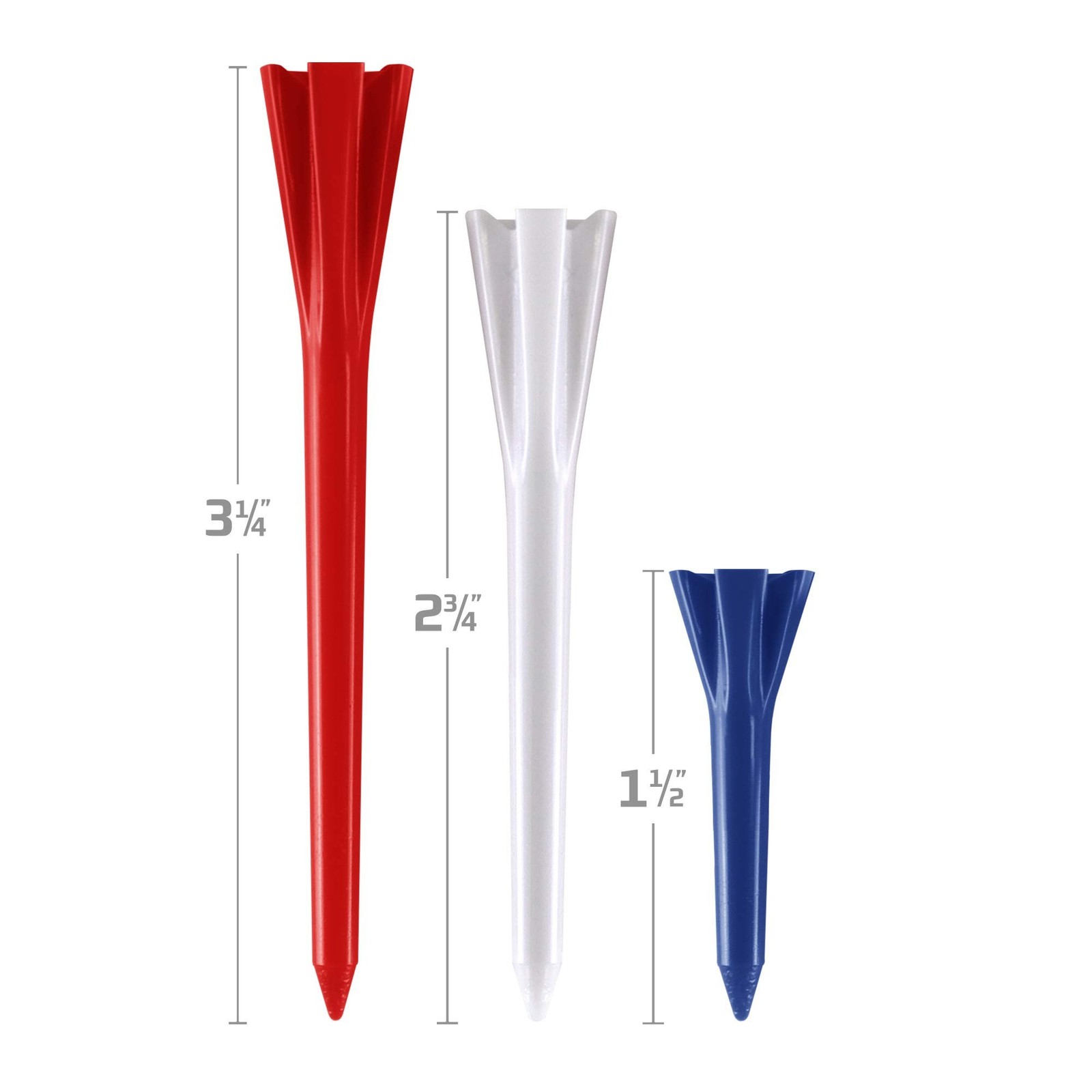Izzo Plastic Golf Tees (100 Pack) 1.5 Inches Red/White/Blue
