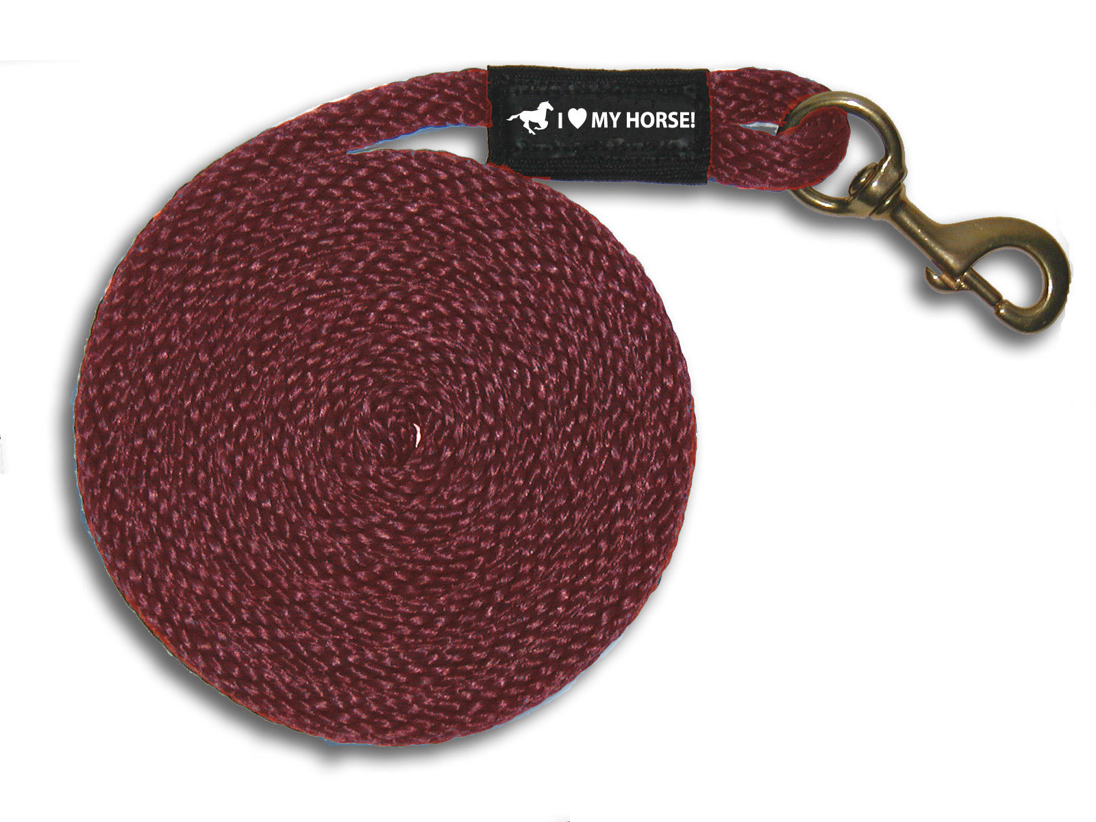 Burgundy Horse Lead Rope USA Made - 8' Heavy Duty Brass Snap - FREE SHPG!