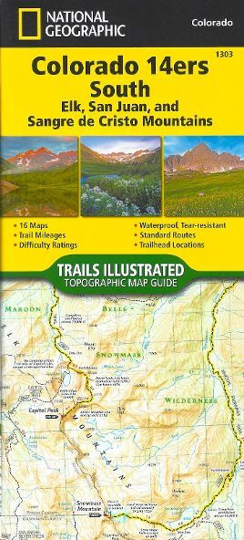Map of Colorado 14ers South: San Juan, Elk & Sangre de Cristo Mountains, NG Map
