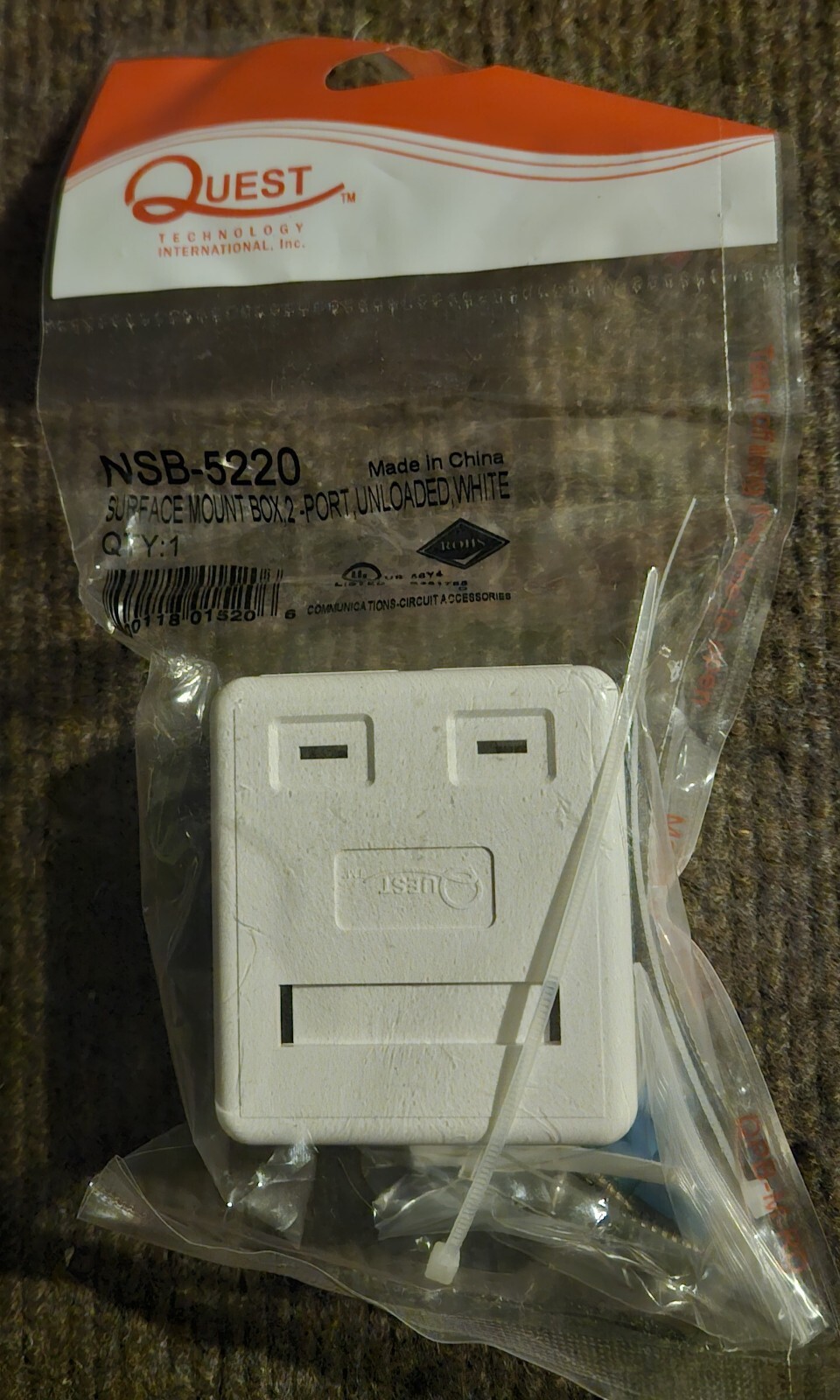 (10)- NEW Quest Technology NSB-5220 White 2 Port Unloaded Surface Mount Boxes