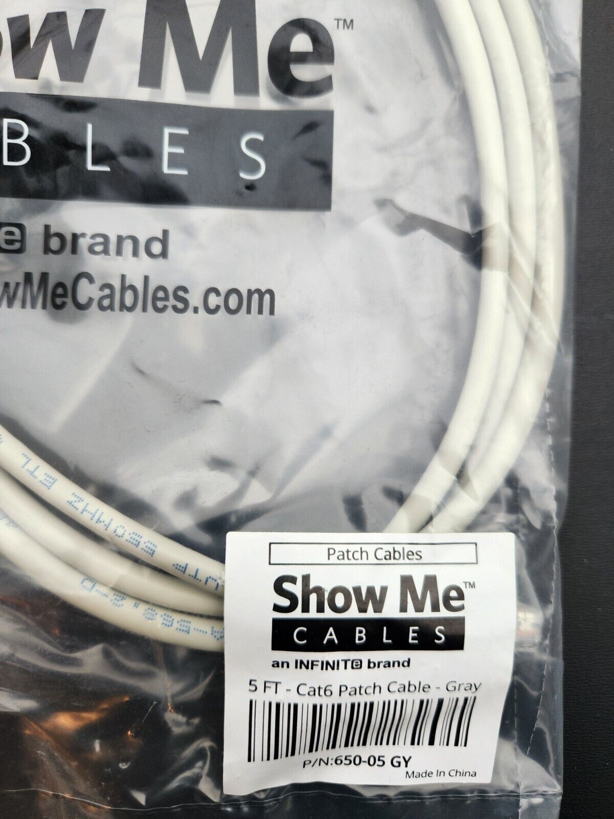 (3 Pack) No Boot Cat6 Ethernet Patch Cable - Gray - 5 FT