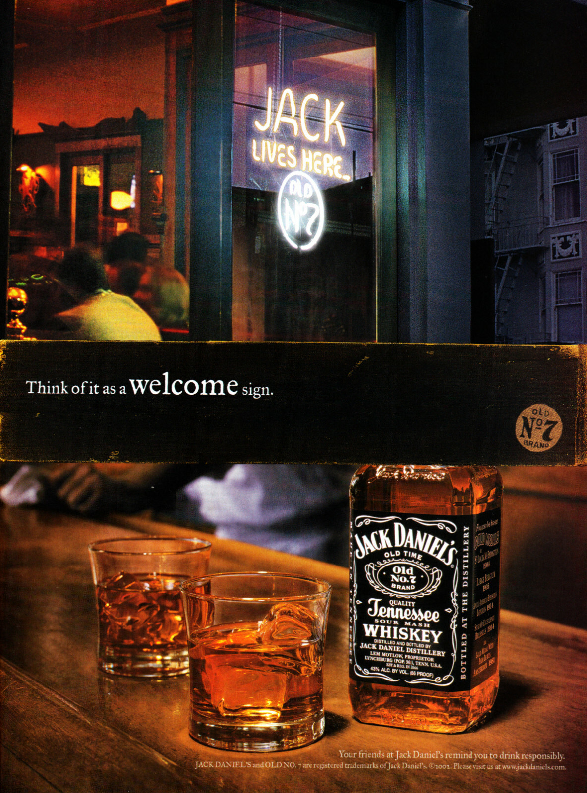 JACK DANIEL'S WHISKEY AD #43 RARE 2002 "THINK OF IT AS A WELCOME SING."