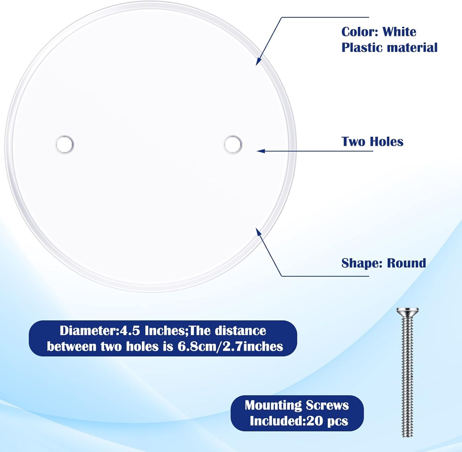 Plastic Flat Blank Plate Wall Hole Cover Ceiling Cover Plate Outlet Cover Elecn