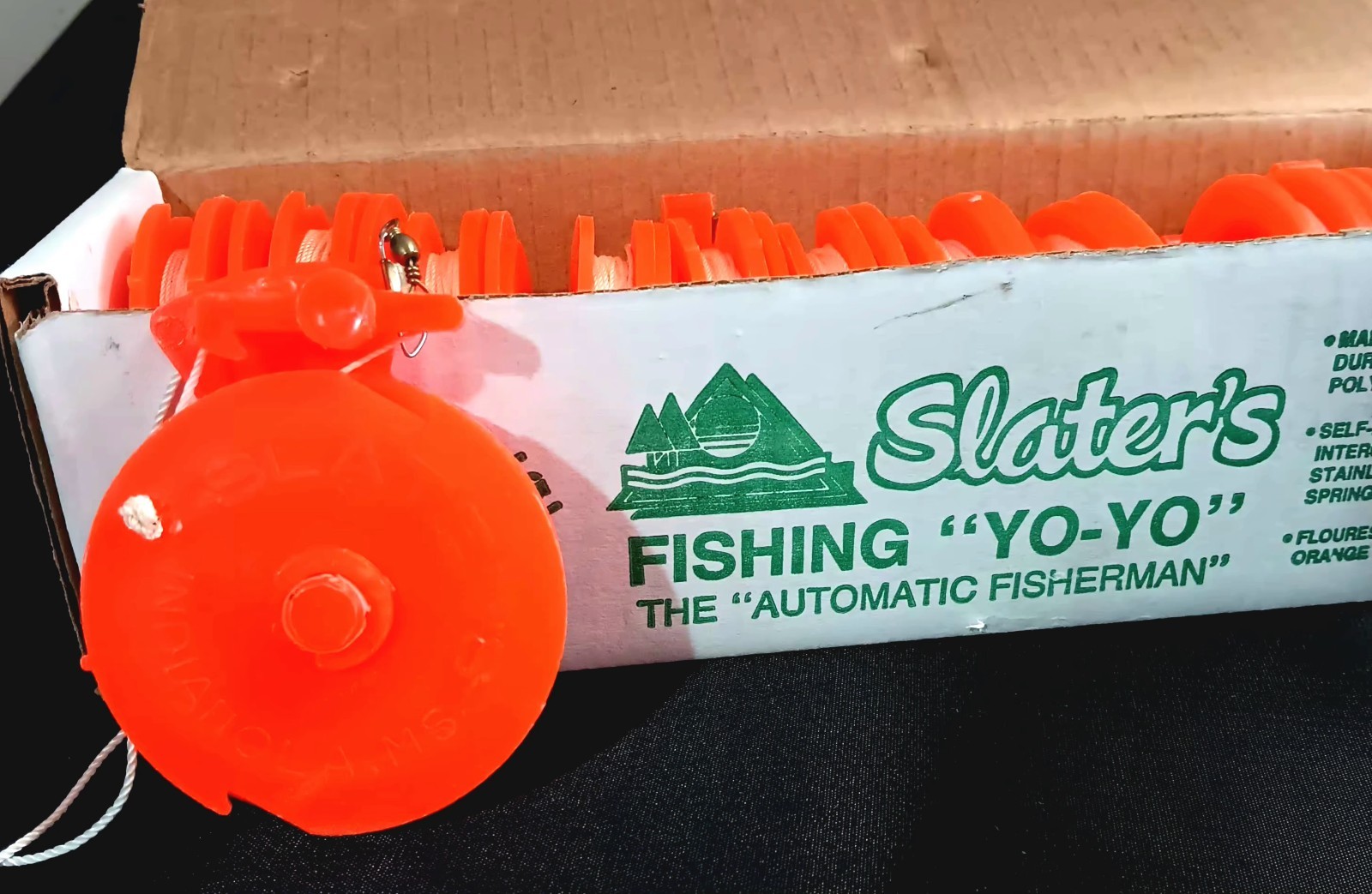 Vintage/New SLATERS FISHING YO-YO Fluorescent Orange USA Reel Single JIG