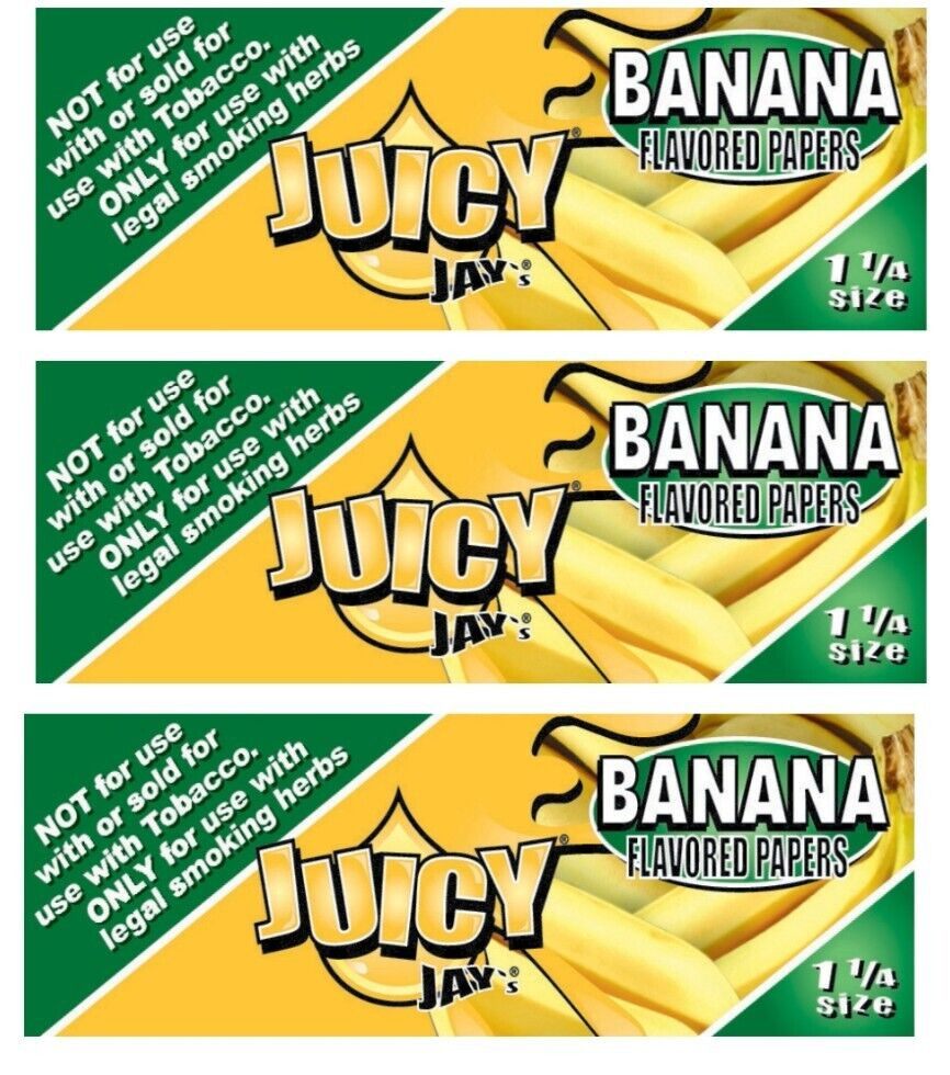 3x Juicy Jay's Banana 1 1/4 Rolling Papers Free USA Shipping!