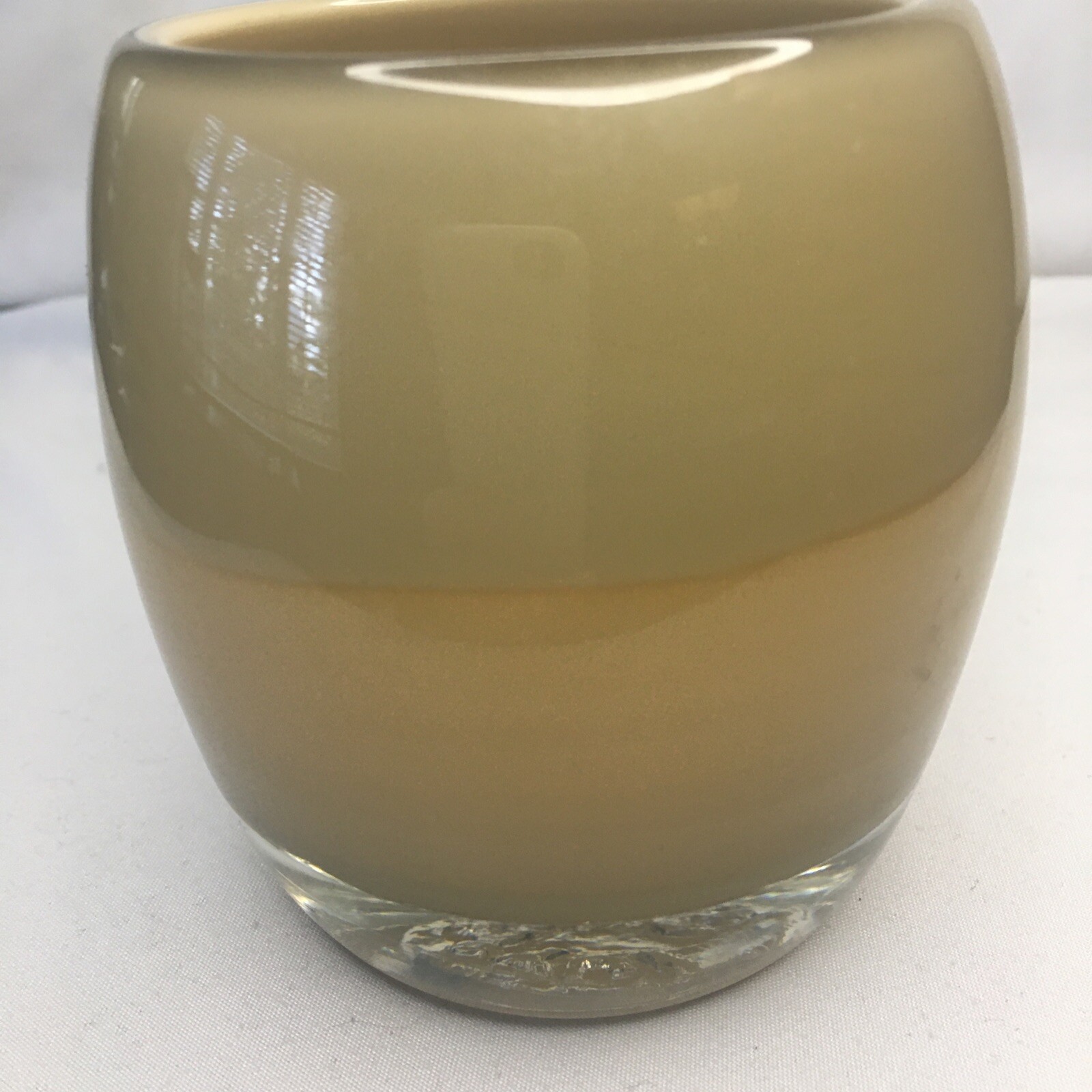 Glass.ful Votive Candle Holder Taupe Gold Solar Planet Glassy Style HTF Rare