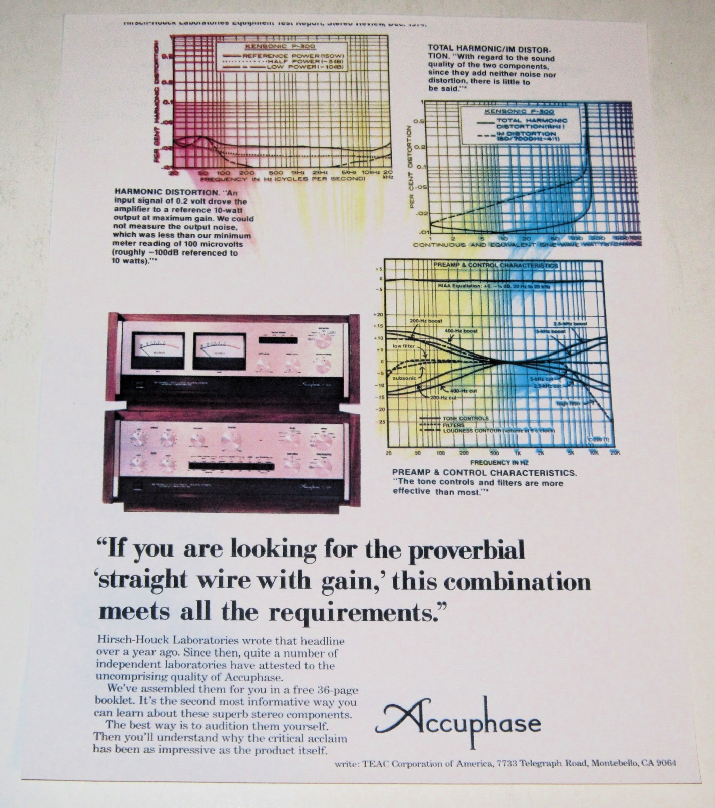Accuphase  AD, P-300 Amplifier, C-200 Preamp, 1 page, 1976, Article, Info