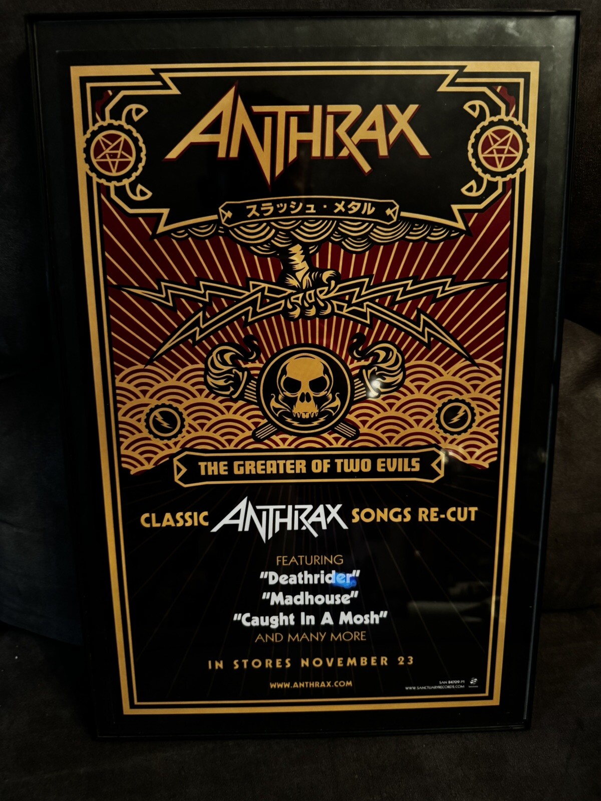 Anthrax 11 x 17 promo poster the greater of two evils 2004 Mint