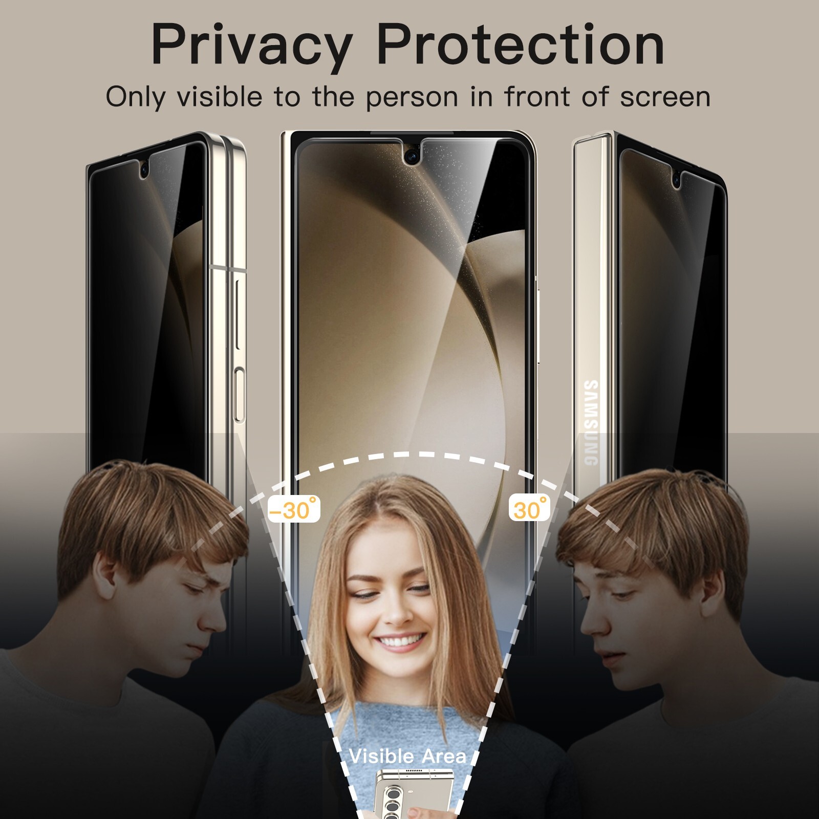 JETech Front Privacy Screen Protector for Samsung Galaxy Z Fold 5, 2-Pack