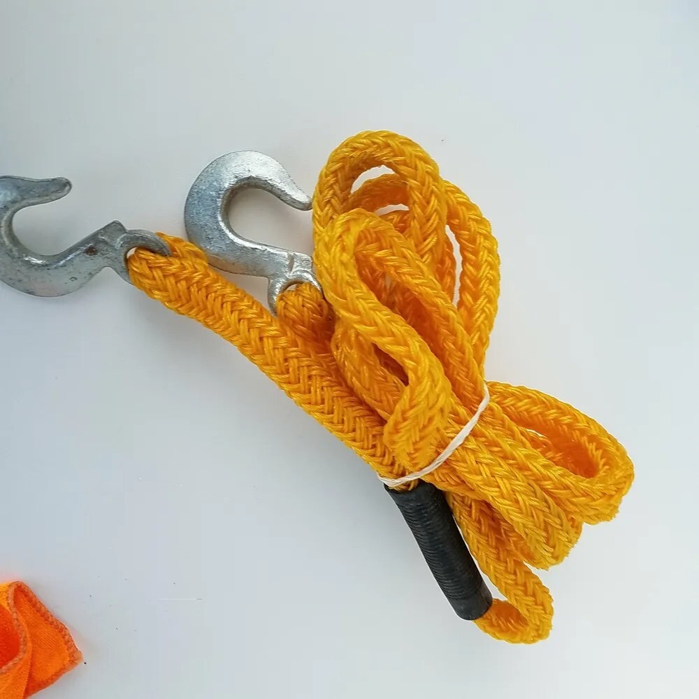 Tow Rope Strap With Hooks Yellow