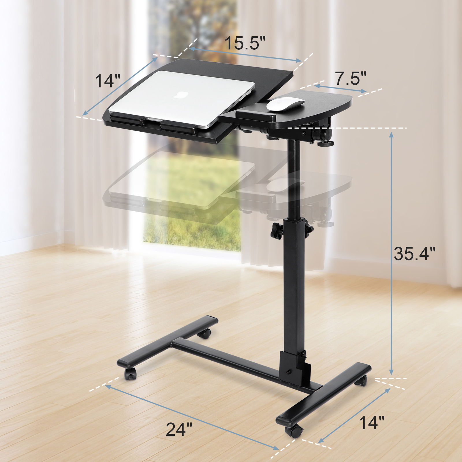 Rotatable Height Angle Adjustable Laptop Sofa Desk Overbed Food Tray Table Stand