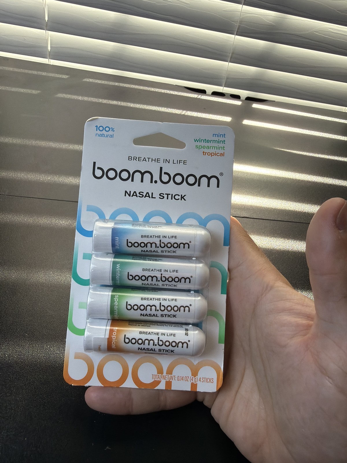 Boom Boom Nasal Stick Variety Pack 4 Sticks Natural Mint Wintermint Spearmint