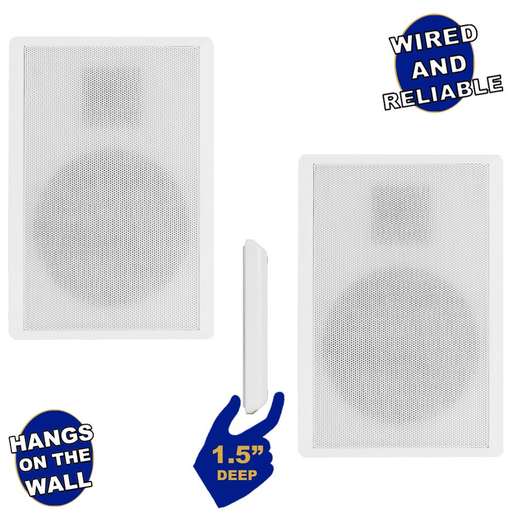 Acoustic Audio SLM1W Mountable On Wall Slim Speakers Home Theater Wired Pair Pak