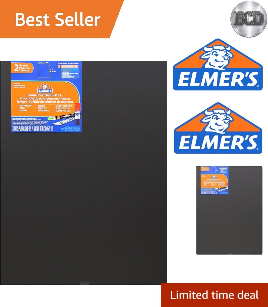Foam Board Multi-Pack, 18 x 24 Inches, 3/16 Inch Thickness, Black, 2 Pack