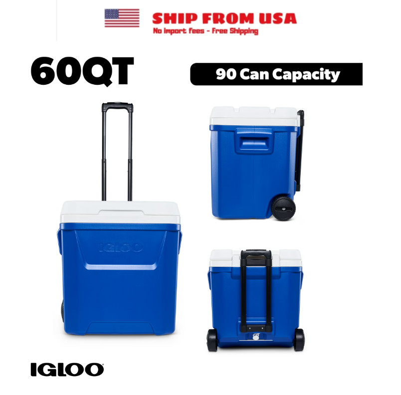 Igloo 60 QT Laguna Ice Chest Cooler with Wheels, Blue