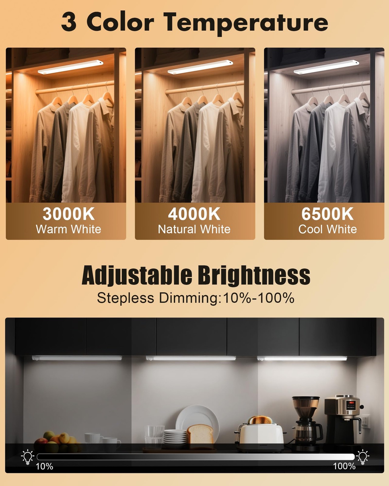 6 Pack Rechargeable Motion Sensor Under Cabinet Lights
