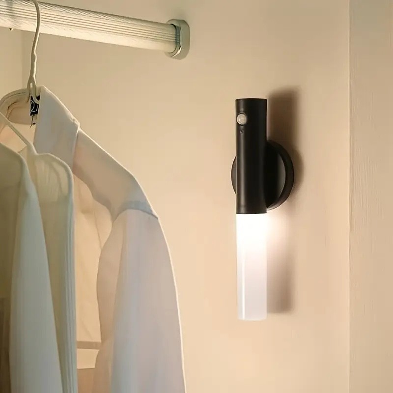 2 Pack Motion Sensor LED Night Light Lights USB Rechargeable Magnetic Wall Lamps