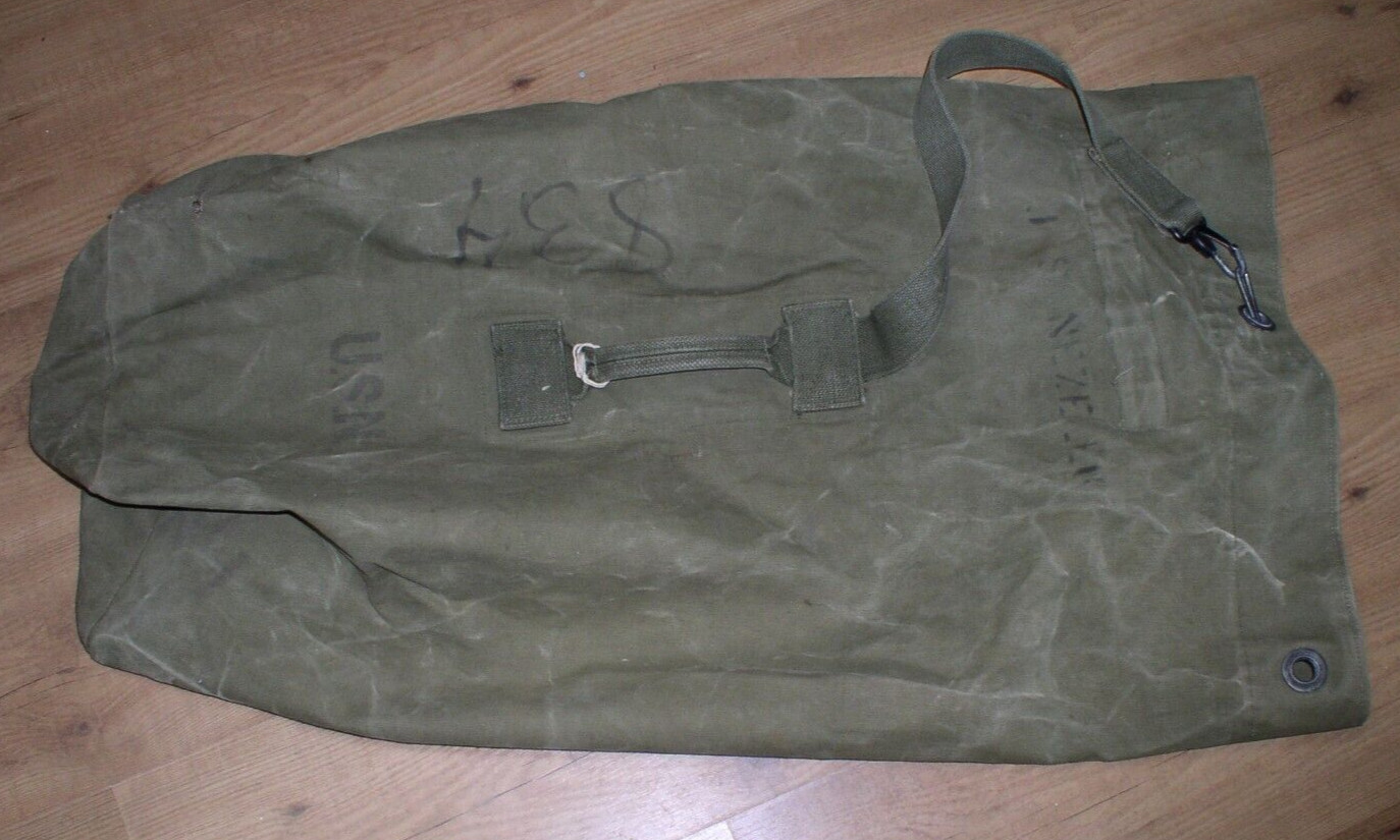 Original TWEEDIES 1944 WWII U.S.N. Military Navy Green Duffle Bag TJ5831