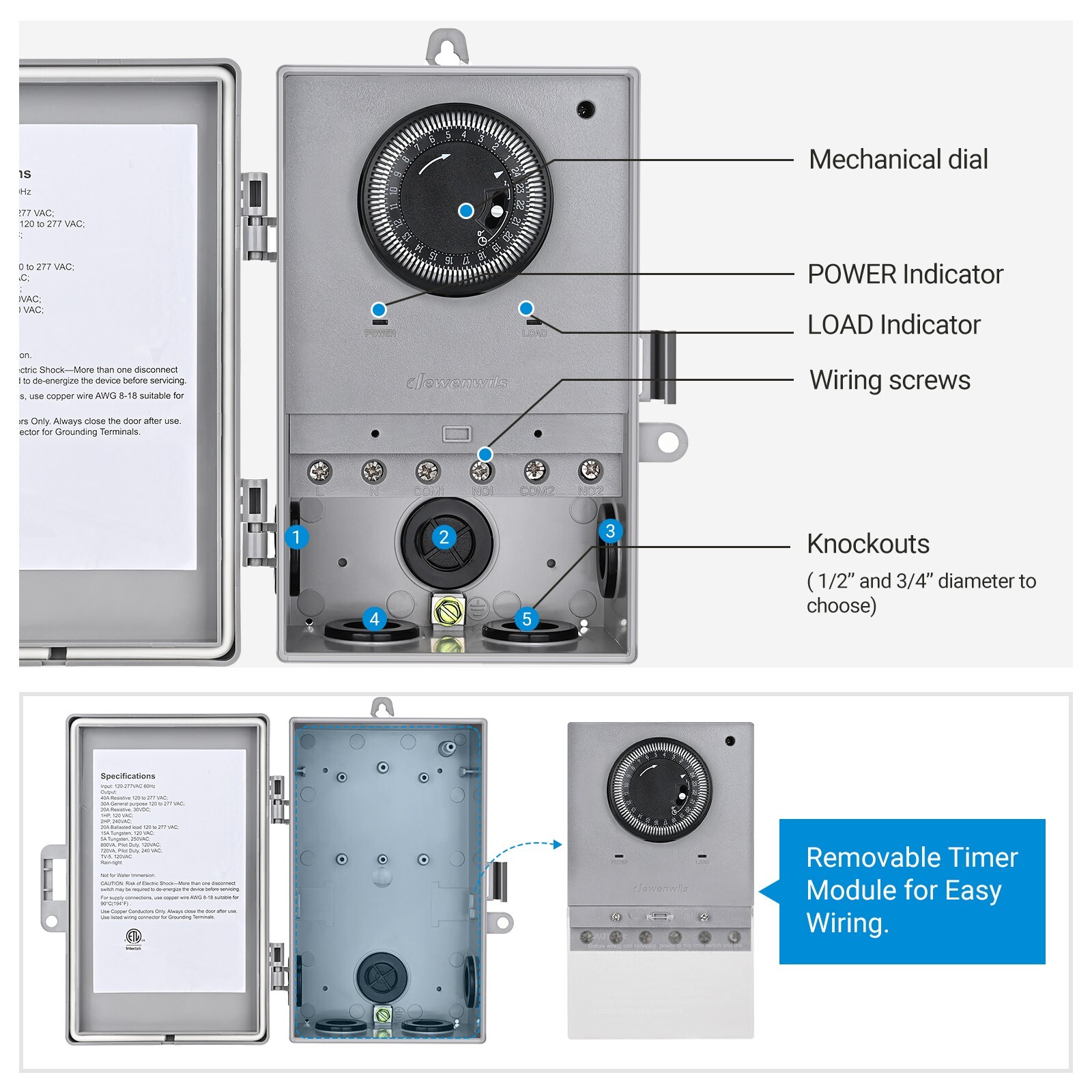 DEWENWILS Pool Pump Timer Box Outdoor, 24-Hour Programmable ON/Off Timer Switch
