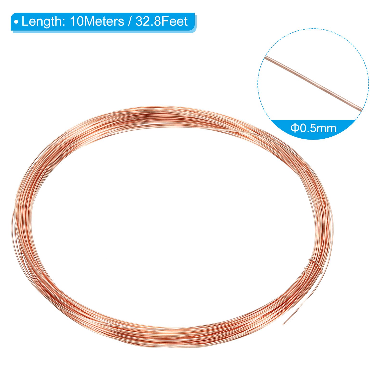 32.8Ft Solid Bare Copper Wire 25 Gauge 99.9% Pure Copper Wire Soft Beading Wire