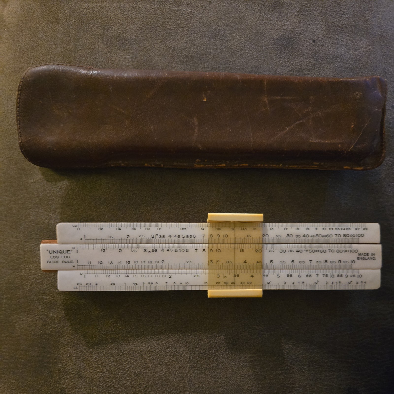 The Unique Log Log Slide Rule Vintage In original leather sleeve