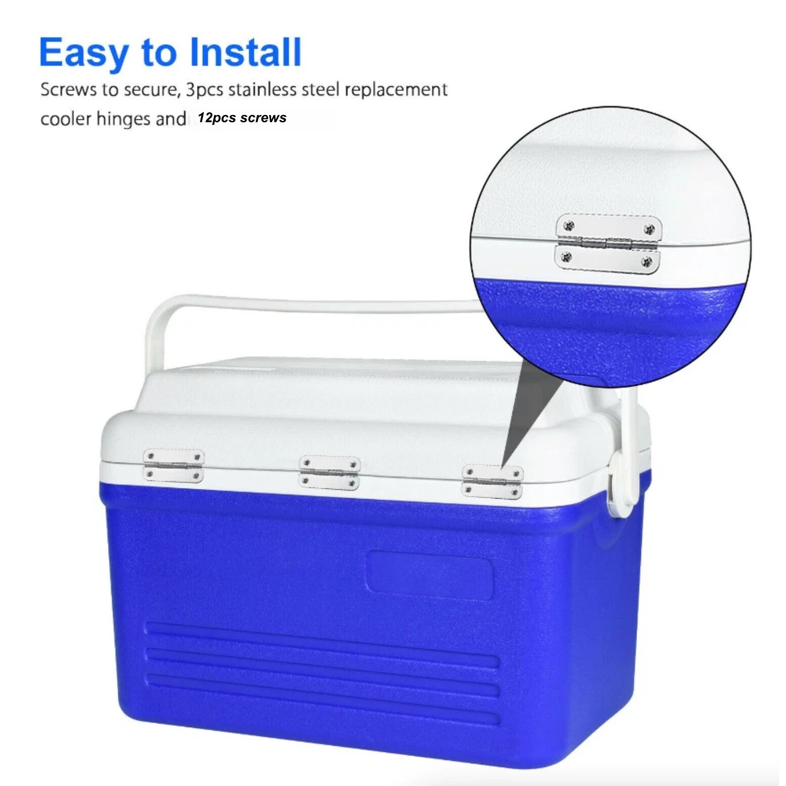 For Igloo Ice Chest Replacement Hinges 3PCS Stainless Steel Hardware Screws Kit