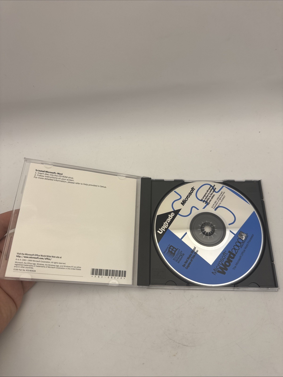 Vintage Microsoft Word 2000 Upgrade CD-ROM Windows 95 98 NT w/ Key
