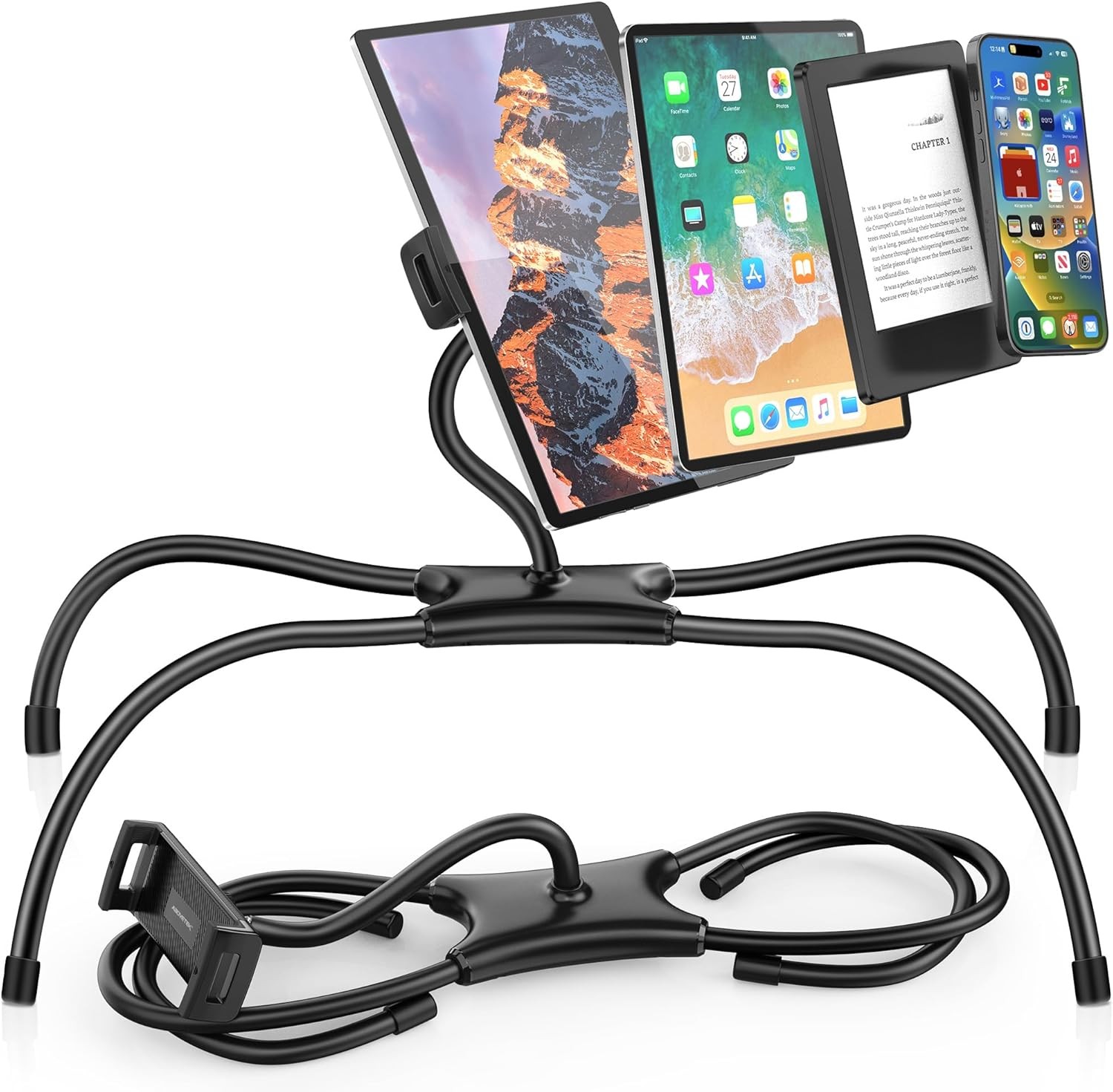 Adjustable 360° Tablet Holder for Bed, Hands-Free iPad Stand Mount