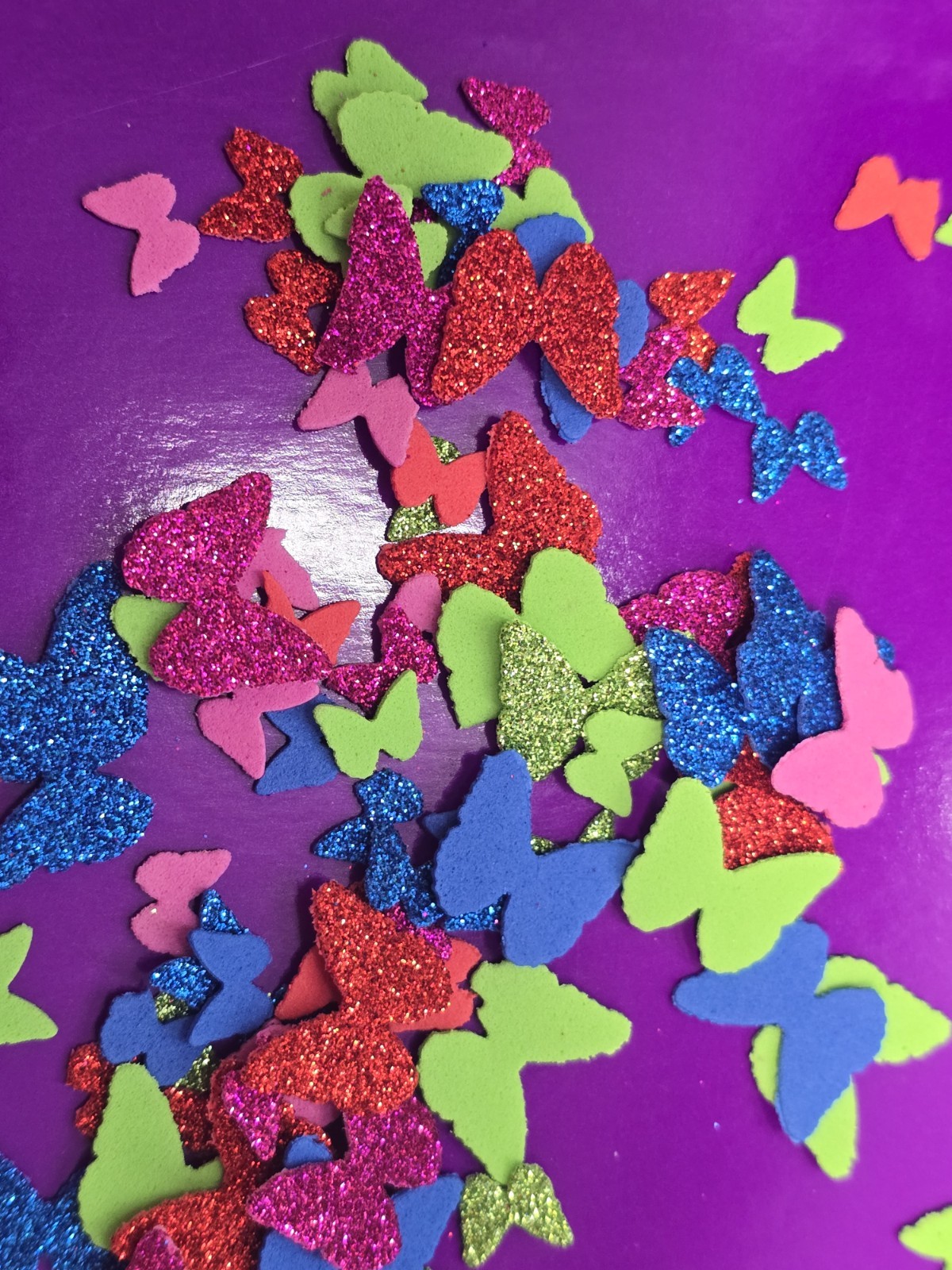 Eva Foam Glittered Small Butterflies Mix Size For Crafting Decorations 5 Packs