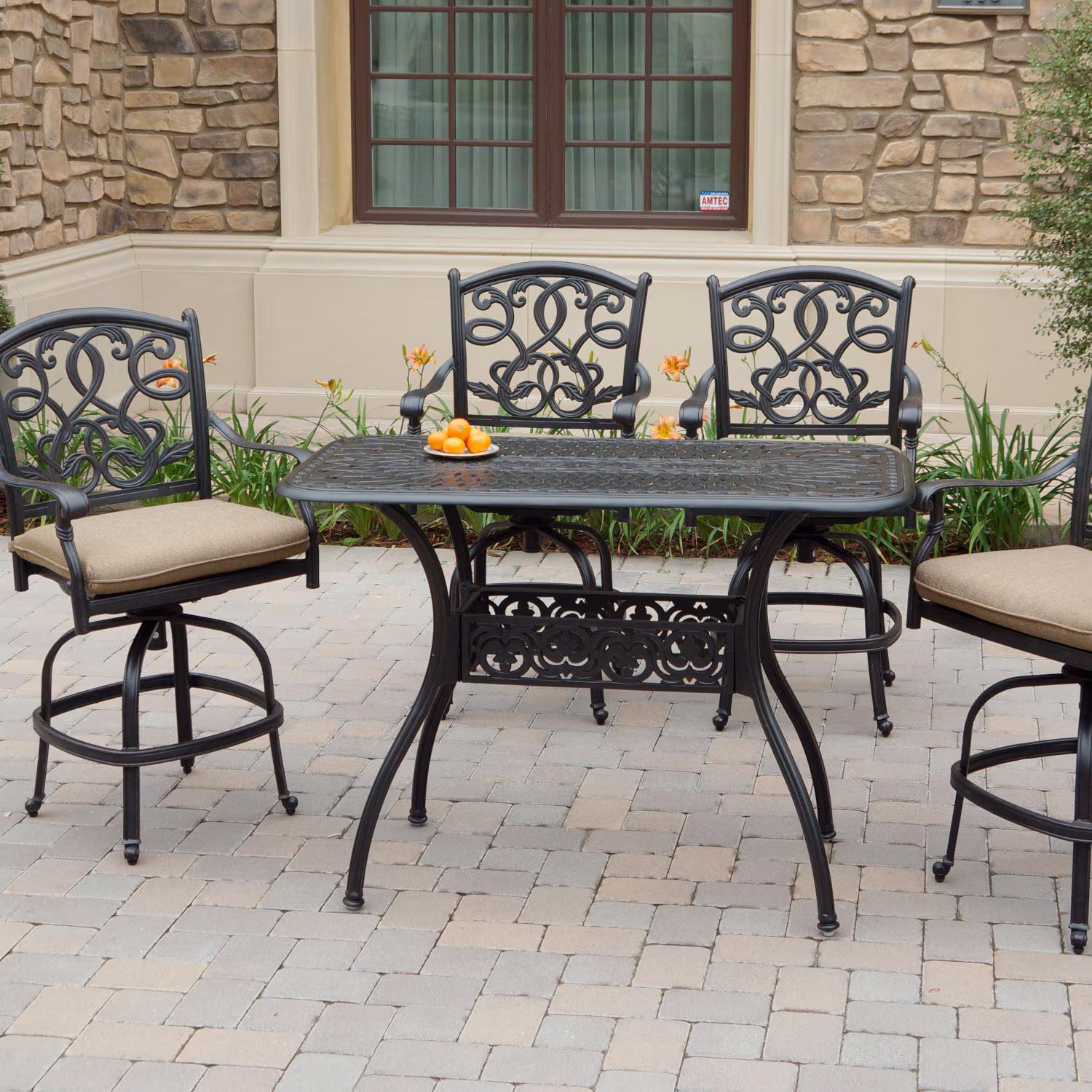 Santa Monica 5 Pc Cast Aluminum Counter Height Bar Set 52 X 26 Inch Series 60