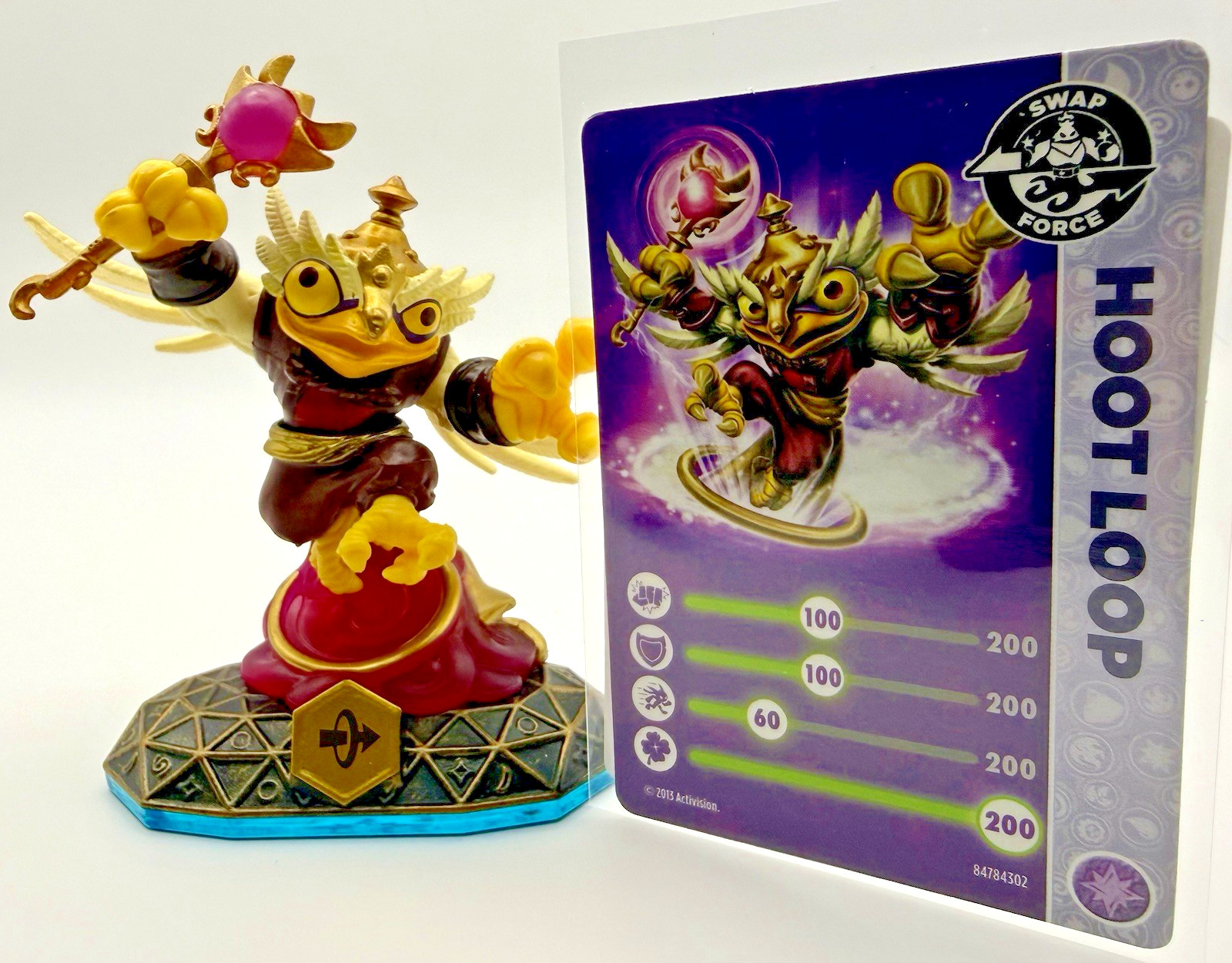 Skylanders Swap Force HOOT LOOP Figure W/ Stat Card & Web Code Sticker COMPLETE