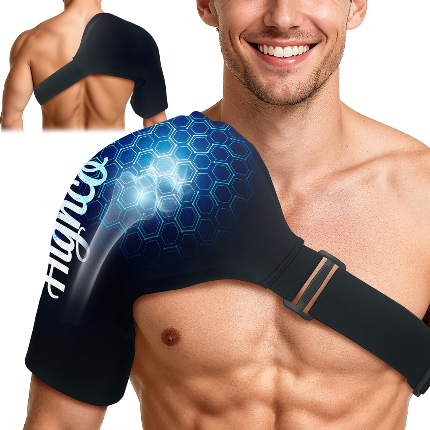 Shoulder Ice Pack Wrap for Rotator Cuff and Arm,Reusable Compression Cold Bra...