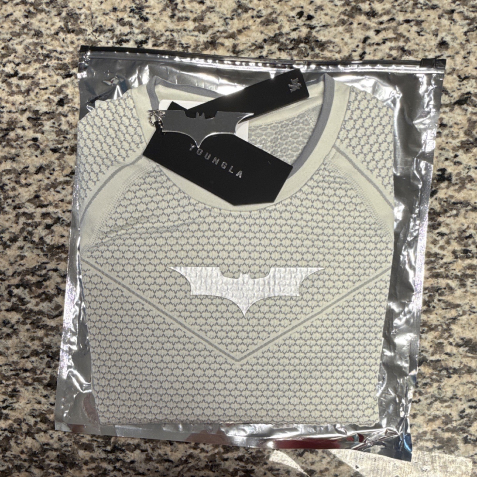 YoungLA Dark Knight Trilogy Batman Compression Base Layer Top Off-White L