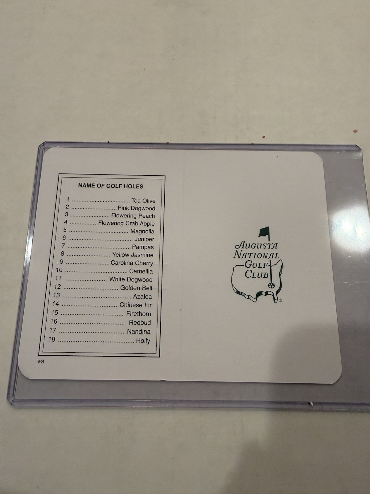 Augusta National Scorecard The Masters