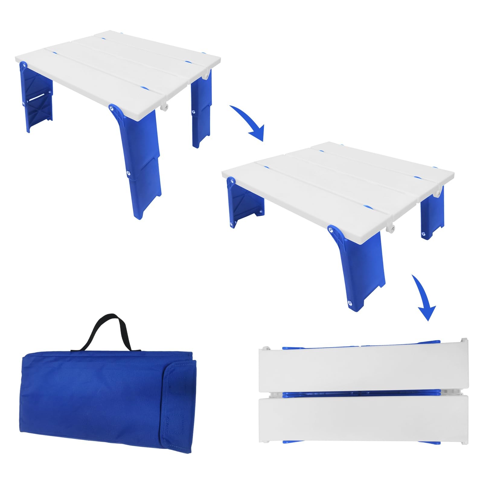 Large Portable Folding Beach Table 15.9x14.2x9.6 Inch Camping Picnic Blue