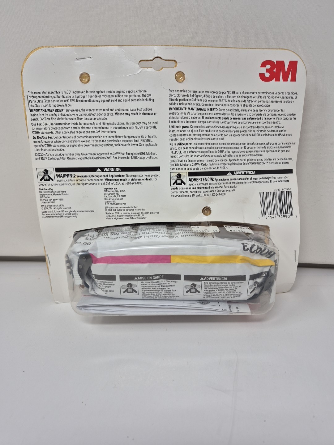 3M Medium Respirator Drop Down Half Face 62023DHA1 Use before 01-2026