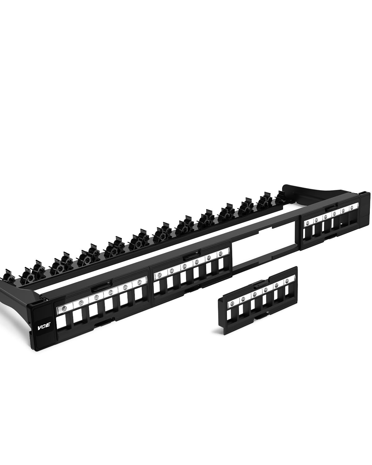 Cat6 Patch Panel 24 Port, 1U Blank Removable Panel with Adjustable Rear