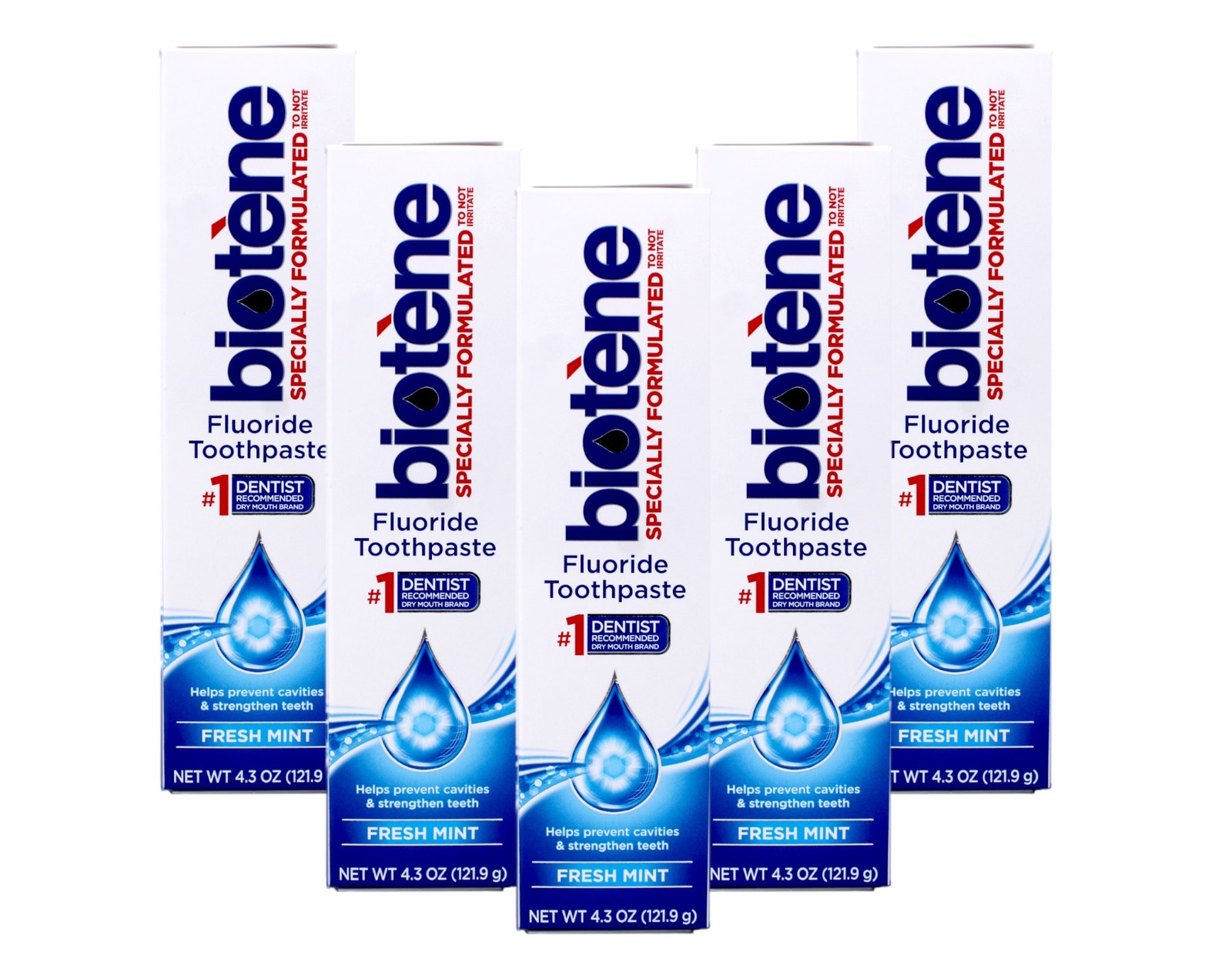 Biotene Fluoride Toothpaste Fresh Mint Dry Mouth Formula 4.3 oz (Pack of 5)