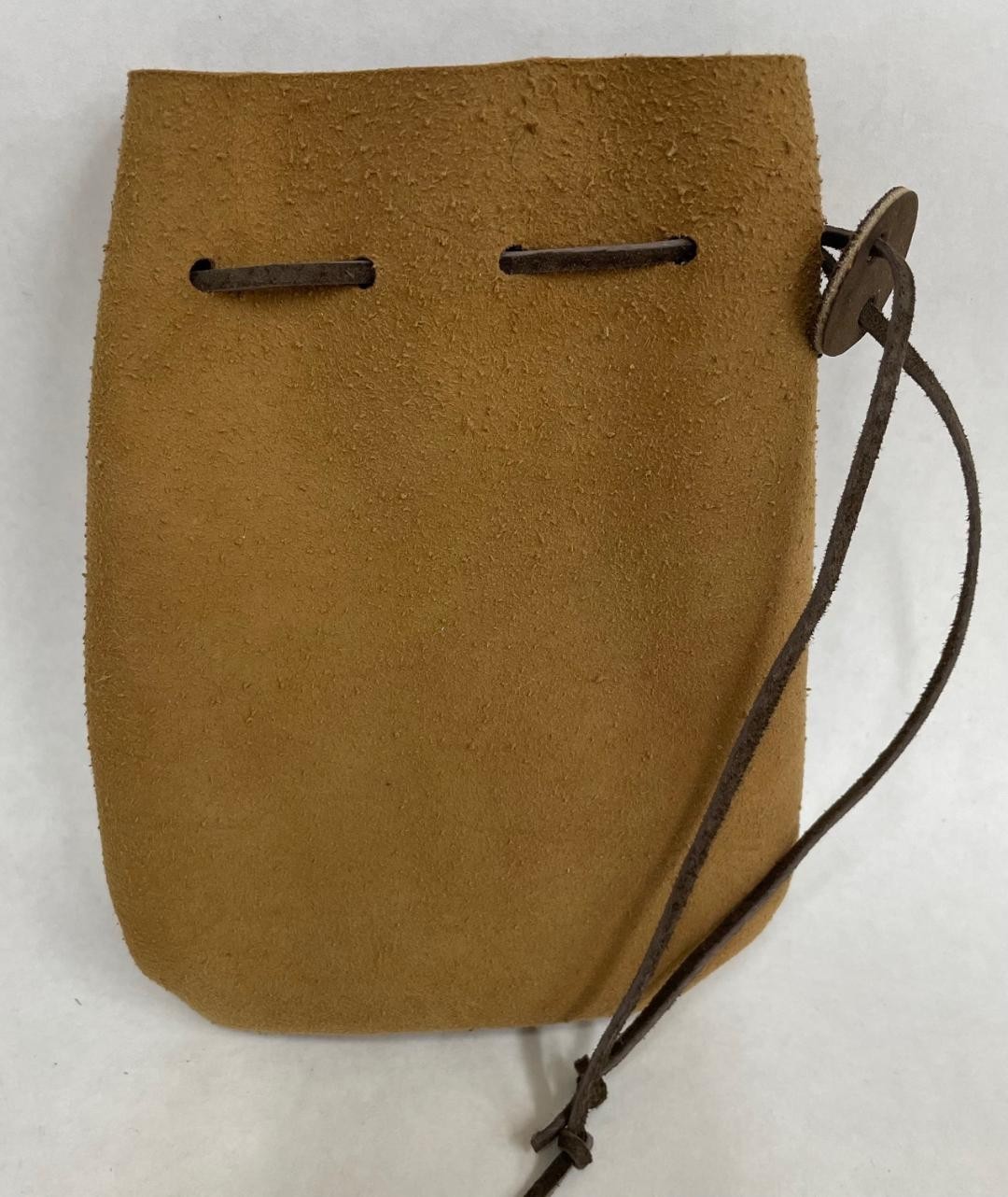 Small Black Powder rough out LEATHER Muzzleloader Ball/Shot bag  made in USA