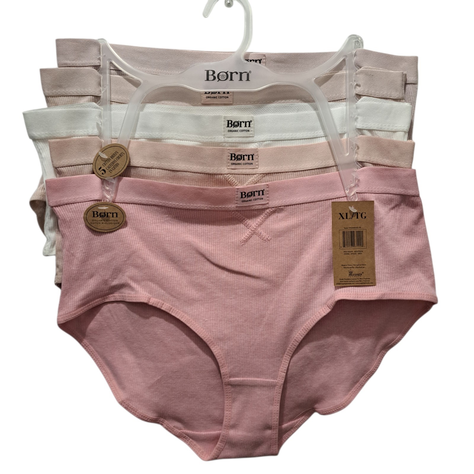 Born Women's Intimates Organic Cotton Briefs Underwear Panties Pastel Colors XL