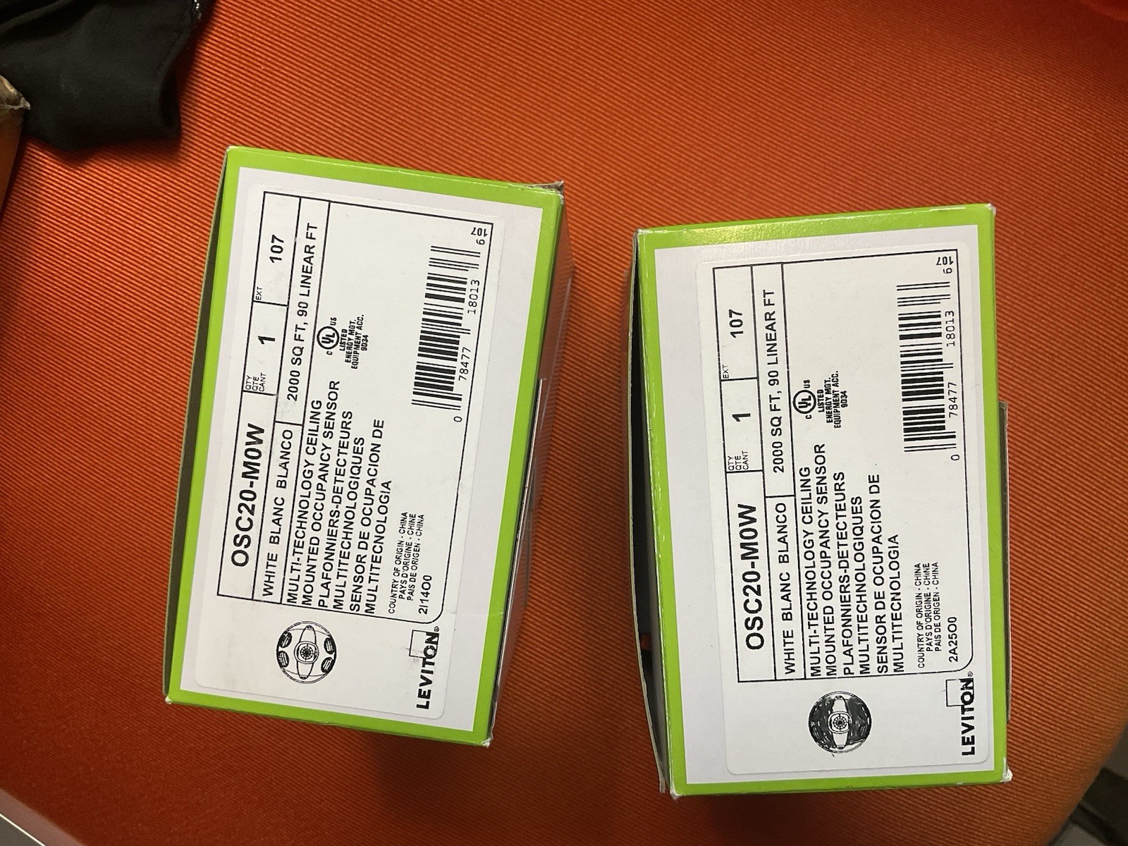 Pack Of 2 -Leviton OSC20-M0W Ceiling Mount Occupancy Sensors